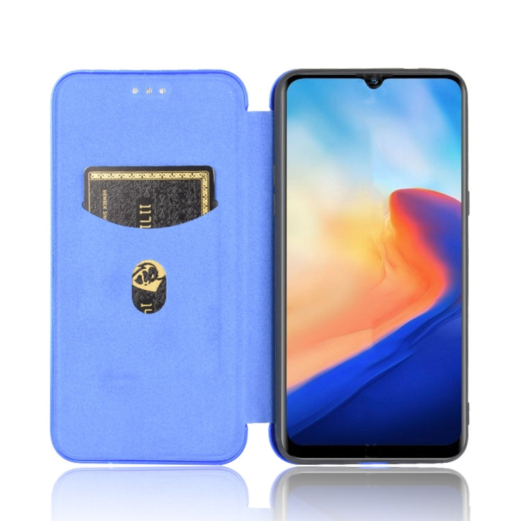 For Blackview A80 Carbon Fiber Texture Horizontal Flip TPU + PC + PU Leather Case with Card Slot(Blue) - More Brand by buy2fix | Online Shopping UK | buy2fix