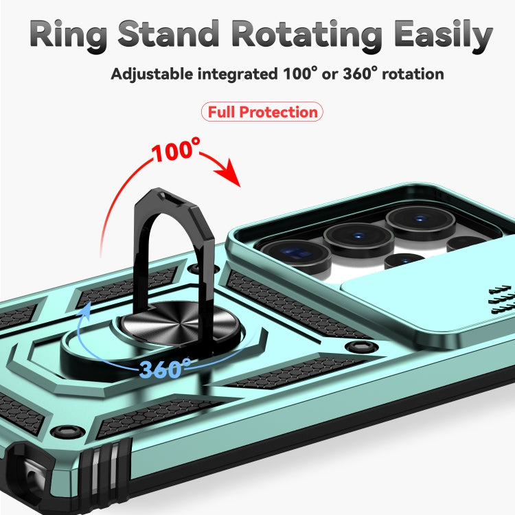 For Samsung Galaxy S25 Ultra 5G Sliding Camshield Holder Phone Case(Green) - Galaxy S25 Ultra 5G Cases by buy2fix | Online Shopping UK | buy2fix