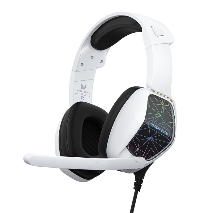 KOTION EACH G6000 On-Ear Gaming Headset with Mic, Length: About 2.1m(Black White) - Multimedia Headset by KOTION EACH | Online Shopping UK | buy2fix