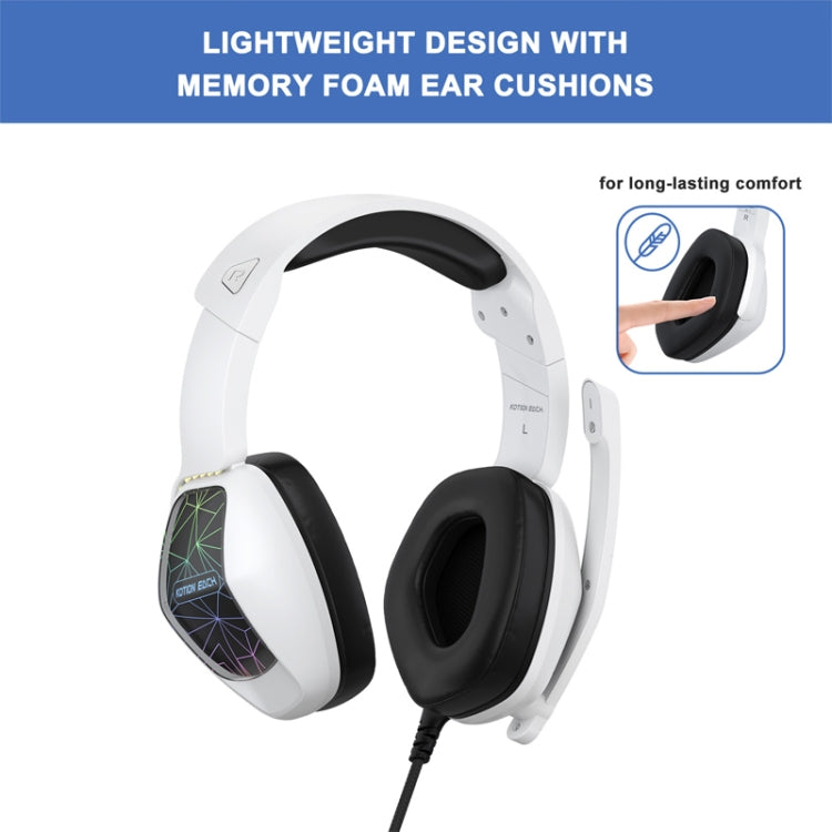 KOTION EACH G6000 On-Ear Gaming Headset with Mic, Length: About 2.1m(Black White) - Multimedia Headset by KOTION EACH | Online Shopping UK | buy2fix