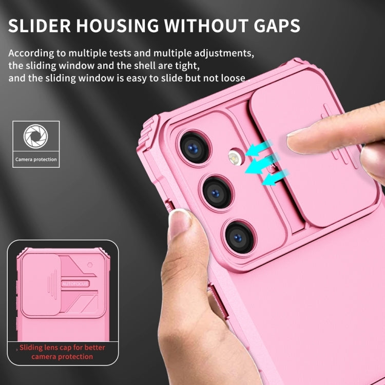 For Samsung Galaxy S25 5G Stereoscopic Holder Sliding Camshield Phone Case(Pink) - Galaxy S25 5G Cases by buy2fix | Online Shopping UK | buy2fix