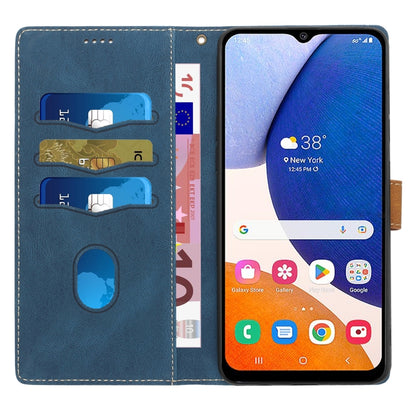 For Samsung Galaxy S25+ 5G Grid Stitching Leather Phone Case with Lanyard(Blue) - Galaxy S25+ 5G Cases by buy2fix | Online Shopping UK | buy2fix