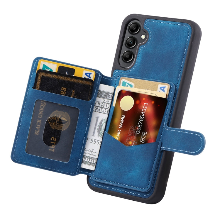 For Samsung Galaxy S25 5G Skin Feel Dream RFID Anti-theft PU Card Bag Phone Case(Peacock Blue) - Galaxy S25 5G Cases by buy2fix | Online Shopping UK | buy2fix