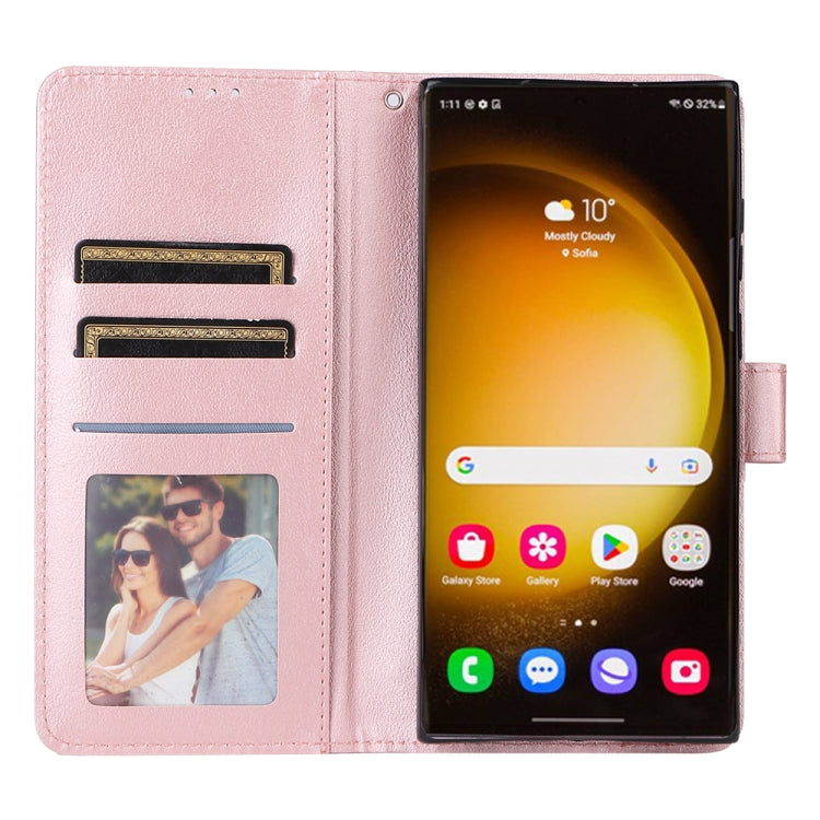 For Samsung Galaxy S25 Ultra 5G 3-Card Slots Multifunctional Leather Phone Case(Rose Gold) - Galaxy S25 Ultra 5G Cases by buy2fix | Online Shopping UK | buy2fix