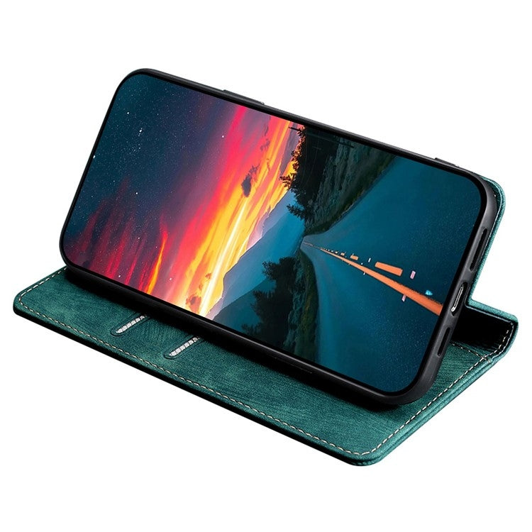 For Samsung Galaxy S25+ 5G RFID Anti-theft Brush Magnetic Leather Phone Case(Green) - Galaxy S25+ 5G Cases by buy2fix | Online Shopping UK | buy2fix