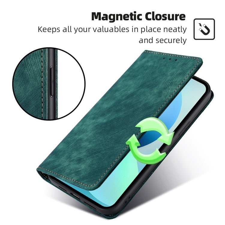 For Samsung Galaxy S25 Ultra 5G RFID Anti-theft Brush Magnetic Leather Phone Case(Green) - Galaxy S25 Ultra 5G Cases by buy2fix | Online Shopping UK | buy2fix