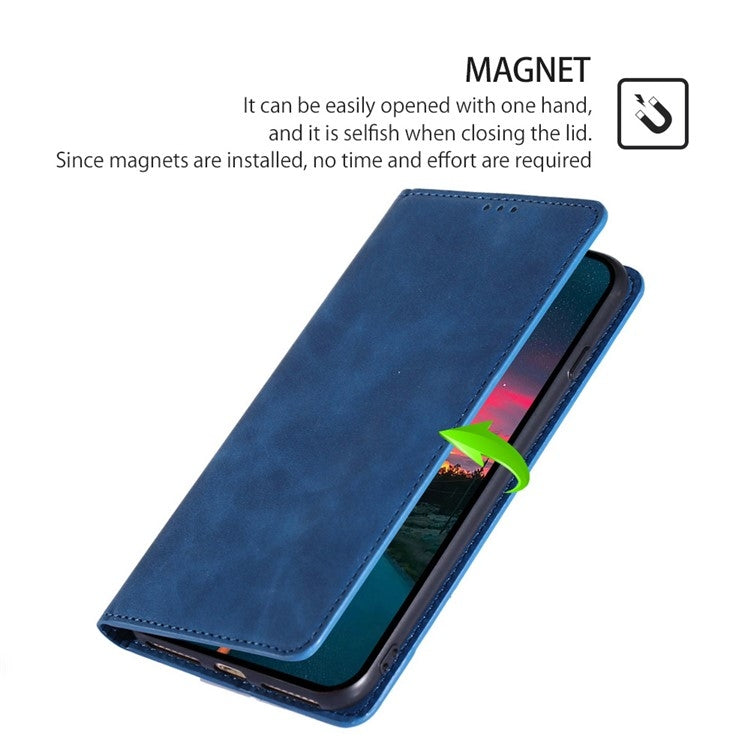 For Samsung Galaxy S25+ 5G Skin Feel Magnetic Leather Phone Case(Blue) - Galaxy S25+ 5G Cases by buy2fix | Online Shopping UK | buy2fix