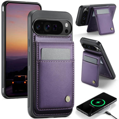 For Google Pixel 9 Pro XL JEEHOOD J06 British Style RFID MagSafe Card Bag PU Phone Case(Purple) - Google Cases by JEEHOOD | Online Shopping UK | buy2fix