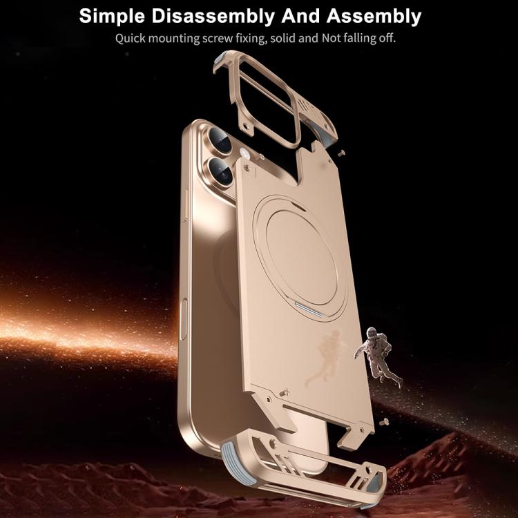 For iPhone 16 Pro Max R-JUST RJ63-1 Frameless Aroma Mecha MagSafe Holder Phone Case(Titanium) - iPhone 16 Pro Max Cases by R-JUST | Online Shopping UK | buy2fix