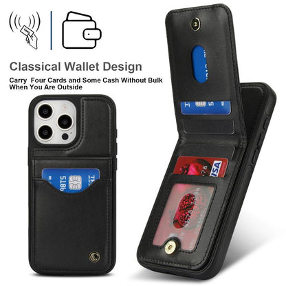 For iPhone 16 Pro Max AwQuer Vertical Flip Card Bag Holder Leather Phone Case(Black) - iPhone 16 Pro Max Cases by Awquer | Online Shopping UK | buy2fix