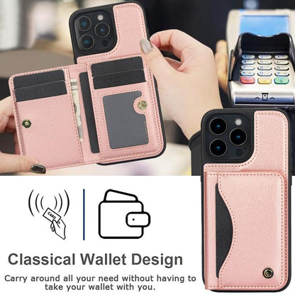 For iPhone 16 Pro Max AwQuer Horizontal Flip Card Bag Holder Leather Phone Case(Rose Gold) - iPhone 16 Pro Max Cases by Awquer | Online Shopping UK | buy2fix