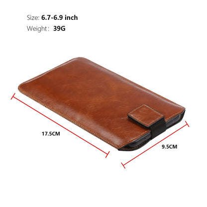 Ultra-thin Simple Drawstring  Horizontal Plate Hanging Waist Phone Waist Pack Leather Case, Suitable for 6.7-6.9 inch Smartphones(Coffee) - Universal Leather Case by buy2fix | Online Shopping UK | buy2fix
