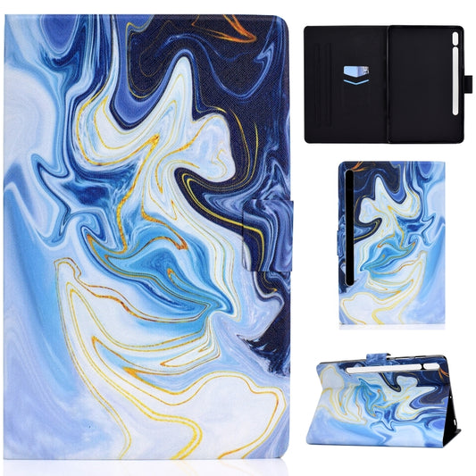 For Samsung Galaxy Tab S7 11.0 T870 Colored Drawing Pattern Voltage Horizontal Flip Black TPU + PU Leather Case with Holder & Card Slots & Anti-skid Strip & Sleep / Wake-up Function(Blue Marble) - Other Galaxy Tab PC by buy2fix | Online Shopping UK | buy2fix