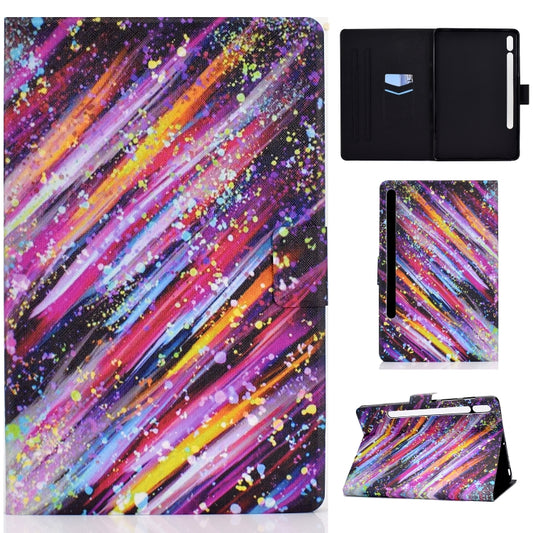 For Samsung Galaxy Tab S7 11.0 T870 Colored Drawing Pattern Voltage Horizontal Flip Black TPU + PU Leather Case with Holder & Card Slots & Anti-skid Strip & Sleep / Wake-up Function(Meteor) - Other Galaxy Tab PC by buy2fix | Online Shopping UK | buy2fix