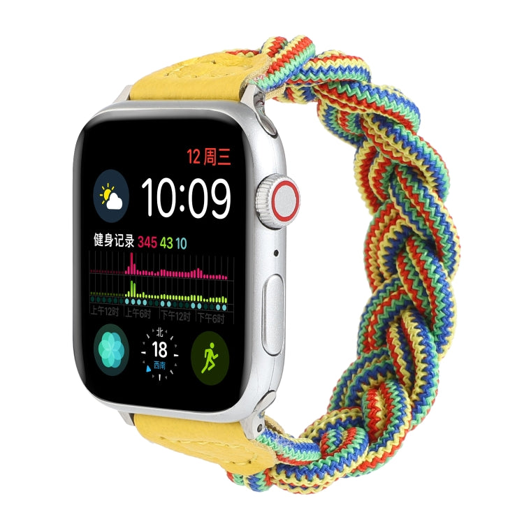 Elastic Woven Watch Band For Apple Watch Ultra 49mm&Watch Ultra 2 49mm / Series 9&8&7 45mm / SE 3&SE 2&6&SE&5&4 44mm / 3&2&1 42mm, Length:130mm(Yellow Green Orange) - Watch Bands by buy2fix | Online Shopping UK | buy2fix