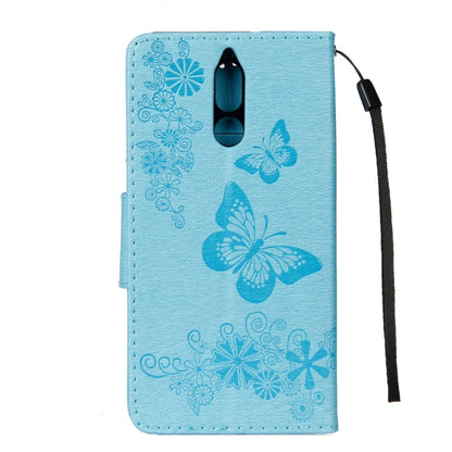 For Huawei  Mate 10 Lite Vintage Embossed Floral Butterfly Pattern Horizontal Flip Leather Case with Card Slot & Holder & Wallet & Lanyard (Blue) - Huawei Cases by buy2fix | Online Shopping UK | buy2fix