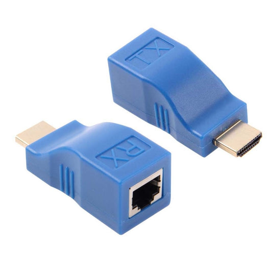 HDMI to RJ45 Extender Adapter (Receiver & Transmitter) by Cat-5e/6 Cable, Transmission Distance: 30m(Blue) - Amplifier by buy2fix | Online Shopping UK | buy2fix