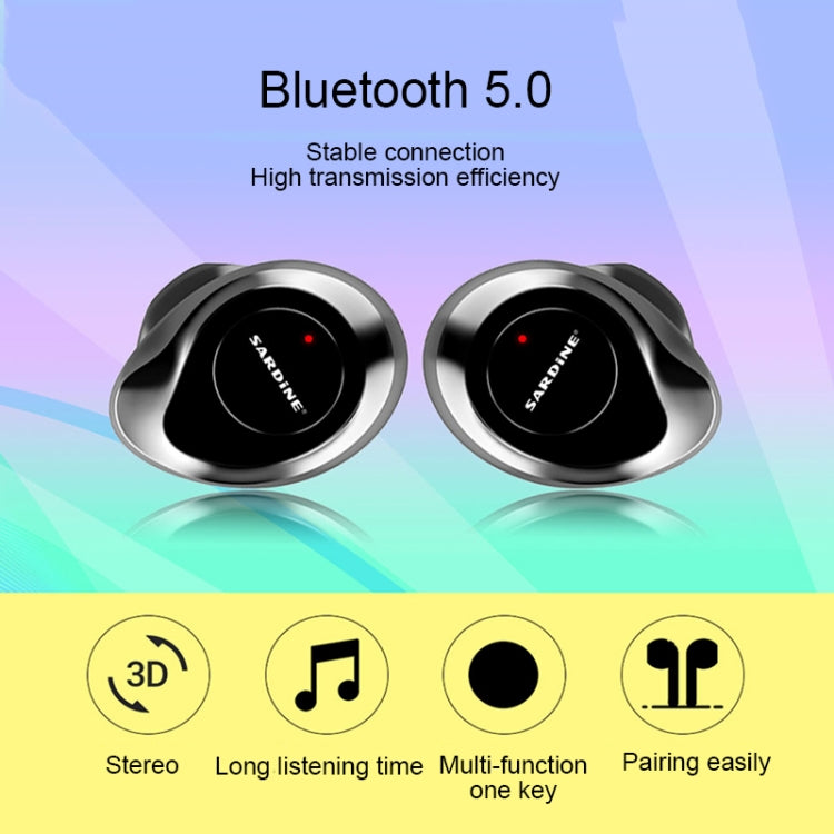 SARDiNE F8 TWS Bluetooth V5.0 Wireless Stereo Earphones with Charging Box(Silver) - TWS Earphone by SARDiNE | Online Shopping UK | buy2fix