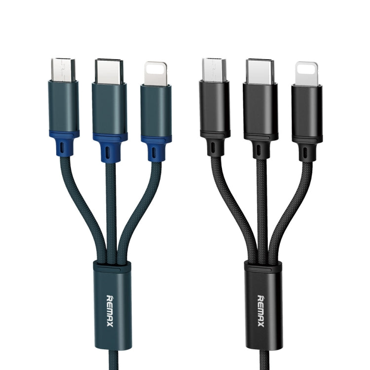 REMAX RC-131TH 1m 2.8A 3 in 1 USB to 8 Pin & USB-C / Type-C & Micro USB Charging Cable(Black) - Multifunction Cable by REMAX | Online Shopping UK | buy2fix