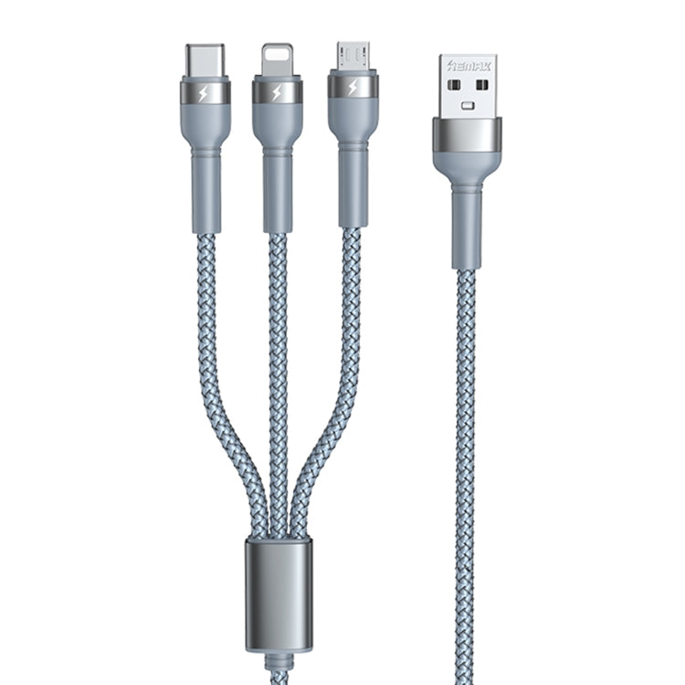 REMAX RC-124th Jany Series 3.1A 3 in 1 USB to Type-C + 8 Pin + Micro USB Charging Cable, Cable Length: 1.2m(Silver) - Multifunction Cable by REMAX | Online Shopping UK | buy2fix