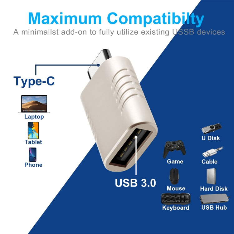 2 PCS SBT-148 USB-C / Type-C Male to USB 3.0 Female Zinc Alloy Adapter(Champagne Gold) - Converter & Adapter by buy2fix | Online Shopping UK | buy2fix