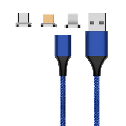 M11 3 in 1 5A USB to 8 Pin + Micro USB + USB-C / Type-C Nylon Braided Magnetic Data Cable, Cable Length: 2m (Blue) - Charging Cable & Head by buy2fix | Online Shopping UK | buy2fix