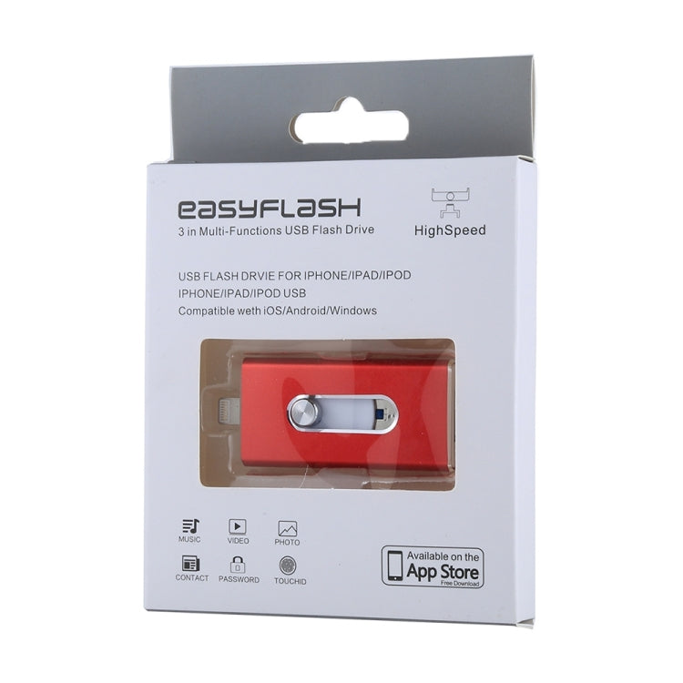 RQW-02 3 in 1 USB 2.0 & 8 Pin & Micro USB 128GB Flash Drive(Red) - U Disk & Card Reader by buy2fix | Online Shopping UK | buy2fix