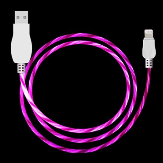 LED Flowing Light 1m USB to 8 Pin Data Sync Charge Cable for iPhone, iPad(Magenta) - Normal Style Cable by buy2fix | Online Shopping UK | buy2fix