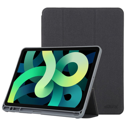 Mutural YASHI Series TPU + PU Cloth Pattern Texture Horizontal Flip Leather Case with Three-folding Holder & Pen Slot & Wake-up / Sleep Function For iPad Air 2022 / 2020 10.9(Black) - iPad Air (2022) / (2020) 10.9 Cases by Mutural | Online Shopping UK | buy2fix