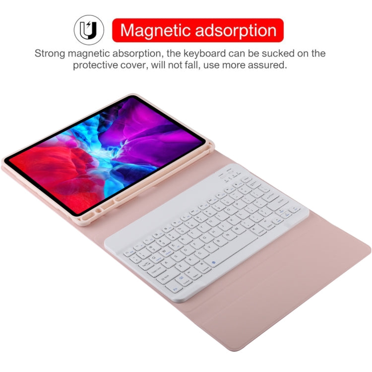 TG11B Detachable Bluetooth White Keyboard + Microfiber Leather Tablet Case for iPad Pro 11 inch (2020), with Pen Slot & Holder (Pink) - For iPad Pro by buy2fix | Online Shopping UK | buy2fix