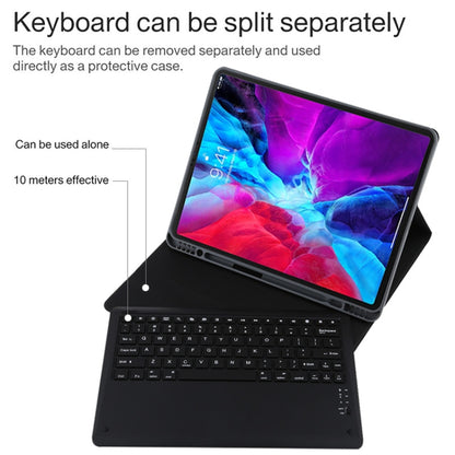 T129 Detachable Bluetooth Black Keyboard Microfiber Leather Tablet Case for iPad Pro 12.9 inch (2020), with Holder (Purple) - For iPad Pro by buy2fix | Online Shopping UK | buy2fix