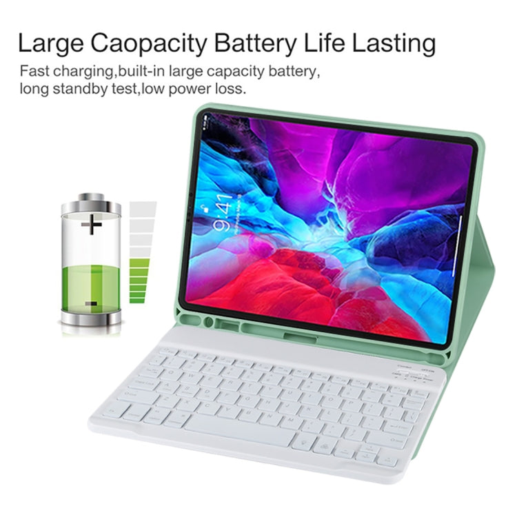 TG11BS Detachable Bluetooth White Keyboard Microfiber Leather Tablet Case for iPad Pro 11 inch (2020), with Backlight & Pen Slot & Holder (Green) - For iPad Pro by buy2fix | Online Shopping UK | buy2fix