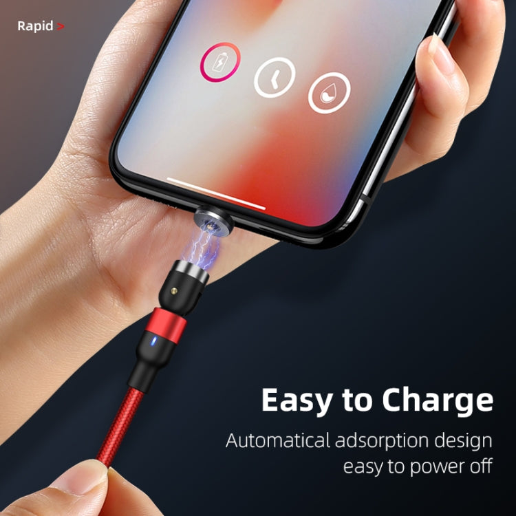 2m 2A Output 3 in 1 USB to 8 Pin + USB-C / Type-C + Micro USB Nylon Braided Rotate Magnetic Charging Cable (Black) - Charging Cable & Head by buy2fix | Online Shopping UK | buy2fix