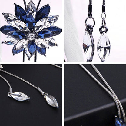 Fashion Lady Gorgeous Flower Sweater Chain Summer Dress Accessories(Blue and White) - Necklaces & Pendants by buy2fix | Online Shopping UK | buy2fix