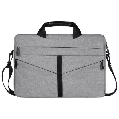 14.1 inch Breathable Wear-resistant Fashion Business Shoulder Handheld Zipper Laptop Bag with Shoulder Strap (Light Grey) - 14.1 inch by buy2fix | Online Shopping UK | buy2fix