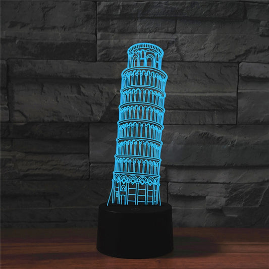 Paris Leaning Tower Shape 3D Colorful LED Vision Light Table Lamp, 16 Colors Remote Control Version - Novelty Lighting by buy2fix | Online Shopping UK | buy2fix