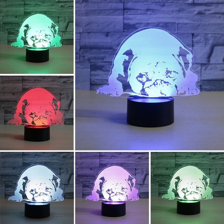 Prostrated Dog Shape 3D Colorful LED Vision Light Table Lamp, USB & Battery Version - Novelty Lighting by buy2fix | Online Shopping UK | buy2fix