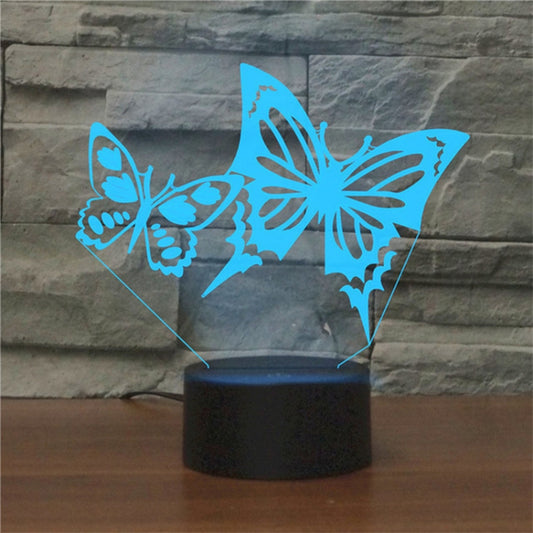 Two Butterflies Shape 3D Colorful LED Vision Light Table Lamp, 16 Colors Remote Control Version - Novelty Lighting by buy2fix | Online Shopping UK | buy2fix