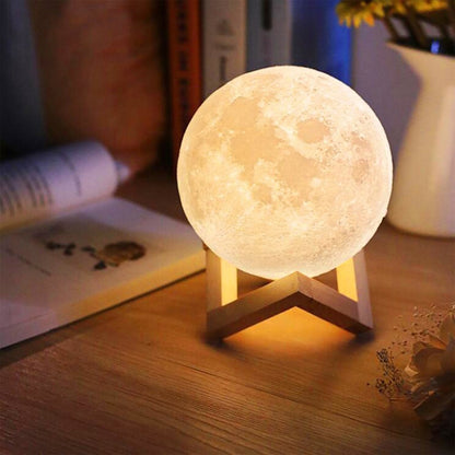 YouOKLight YK2302 15cm Touch Control 3D Print Moon Lamp, USB Charging 16-Color Dimming LED Night Light with Remote Control & Wooden Holder - Night Lights by youOKLight | Online Shopping UK | buy2fix