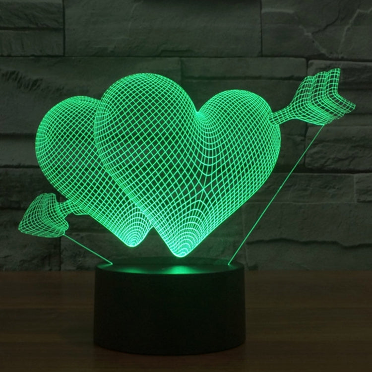 Arrow Through Heart Style 3D Touch Switch Control LED Light , 7 Colour Discoloration Creative Visual Stereo Lamp Desk Lamp Night Light - Novelty Lighting by buy2fix | Online Shopping UK | buy2fix