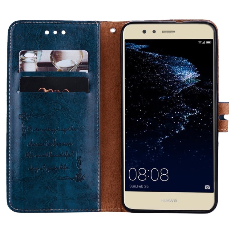 For Huawei P10 Lite Business Style Oil Wax Texture Horizontal Flip Leather Case with Holder & Card Slots & Wallet (Blue) - Huawei Cases by buy2fix | Online Shopping UK | buy2fix