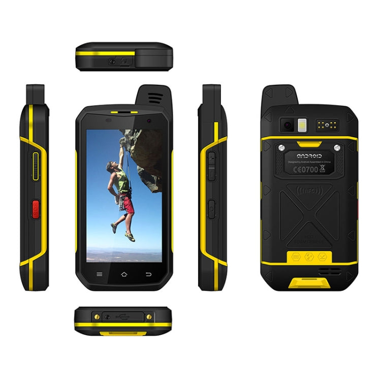 UNIWA B6000 PTT Walkie Talkie Rugged Phone, 2GB+16GB, IP68 Waterproof Dustproof Shockproof, 5000mAh Battery, 4.7 inch Android 9.0 MTK6762 Octa Core up to 2.0GHz, Network: 4G, NFC, OTG (Yellow) - UNIWA by UNIWA | Online Shopping UK | buy2fix