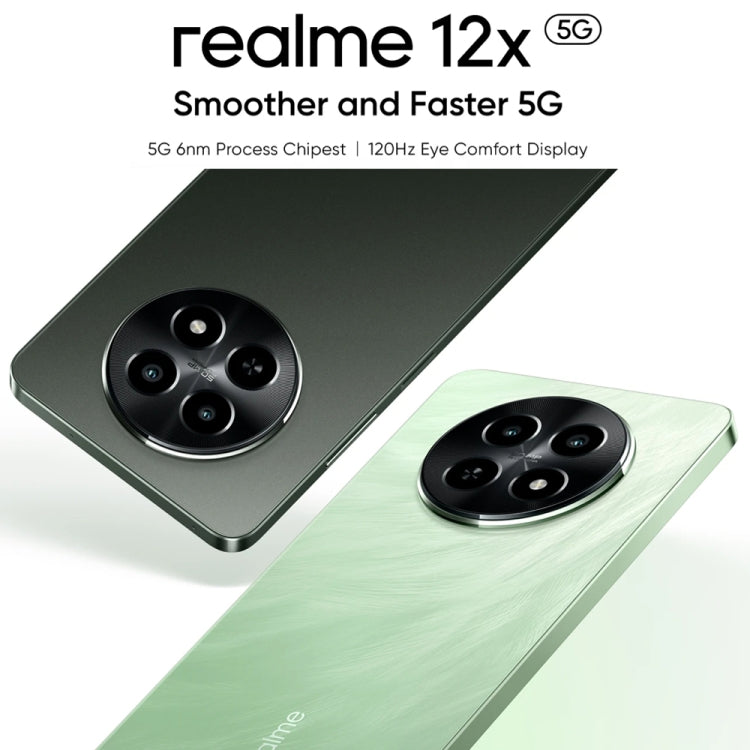 Realme 12x, 12GB+512GB, Side Fingerprint Identification, 6.67 inch Realme UI 5.0 Dimensity 6100+ 5G Octa Core, NFC, Network: 5G, Support Google Play (Feather Green) - OPPO by Realme | Online Shopping UK | buy2fix