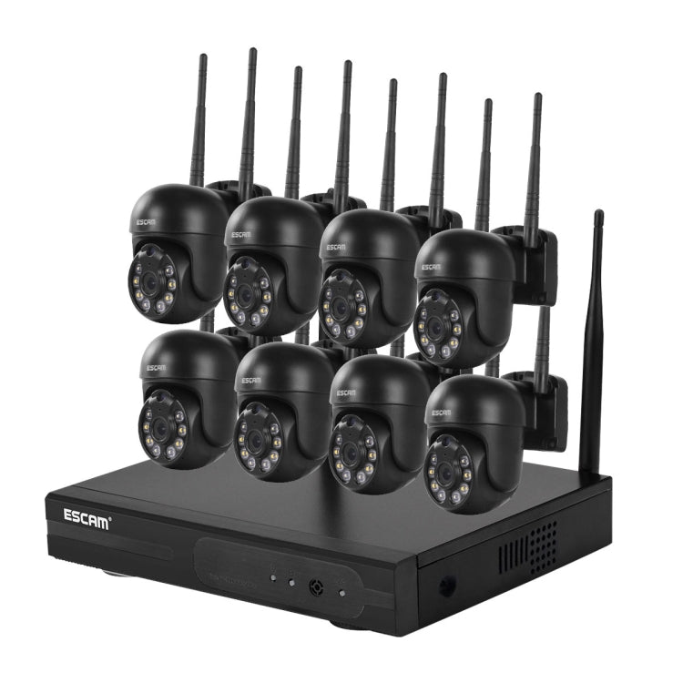 ESCAM WNK618 3.0 Million Pixels 8-channel Wireless Dome Camera HD NVR Security System, Support Motion Detection & Two-way Audio & Full-color Night Vision & TF Card, EU Plug - Dome Camera by ESCAM | Online Shopping UK | buy2fix