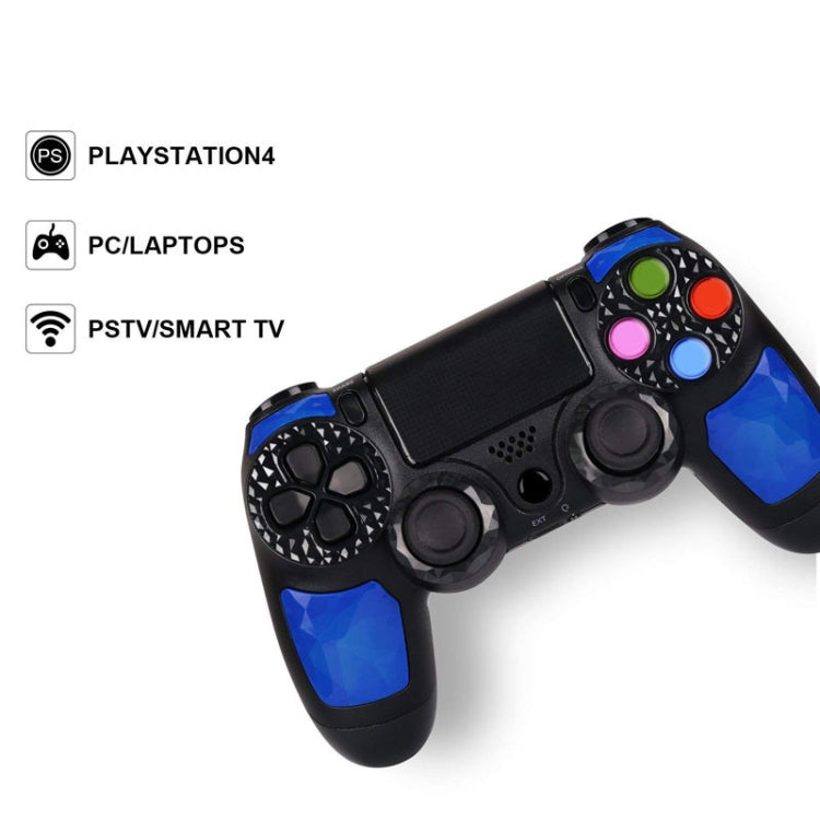 Wireless Bluetooth Diamond Texture Shock Touch Plate Game Handle Controller with Smart Indicator for Sony PS4(Blue) - Gamepads by buy2fix | Online Shopping UK | buy2fix