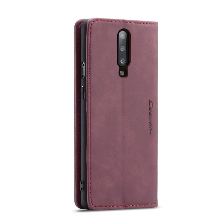 CaseMe-013 Multifunctional Retro Frosted Horizontal Flip Leather Case for OnePlus 7 Pro, with Card Slot & Holder & Zipper Wallet & Photo Frame(Wine Red) - OnePlus Cases by CaseMe | Online Shopping UK | buy2fix