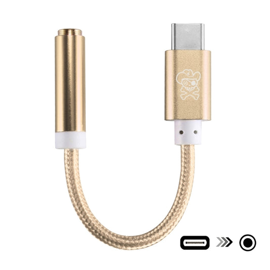 ENKAY Hat-Prince USB-C / Type-C to 3.5mm Nylon Woven Audio Adapter, Length: about 10cm(Gold) - Type-C Adapter by ENKAY | Online Shopping UK | buy2fix