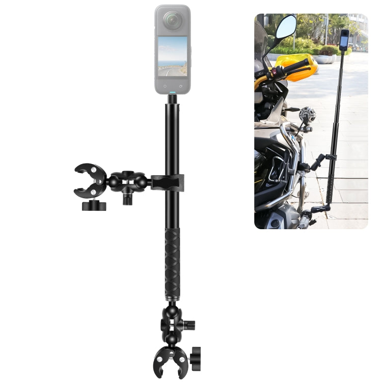 PULUZ Cycling Quick Release Bracket with 150cm Selfie Stick Set, Dual-heads Crab & Single Heads Clamps Handlebar Fixed Mount (Black) - Bicycle Handlebar Mount by PULUZ | Online Shopping UK | buy2fix