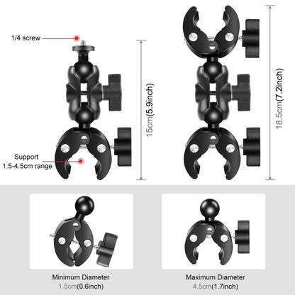 PULUZ Cycling Quick Release Bracket with 150cm Selfie Stick Set, Dual-heads Crab & Single Heads Clamps Handlebar Fixed Mount (Black) - Bicycle Handlebar Mount by PULUZ | Online Shopping UK | buy2fix