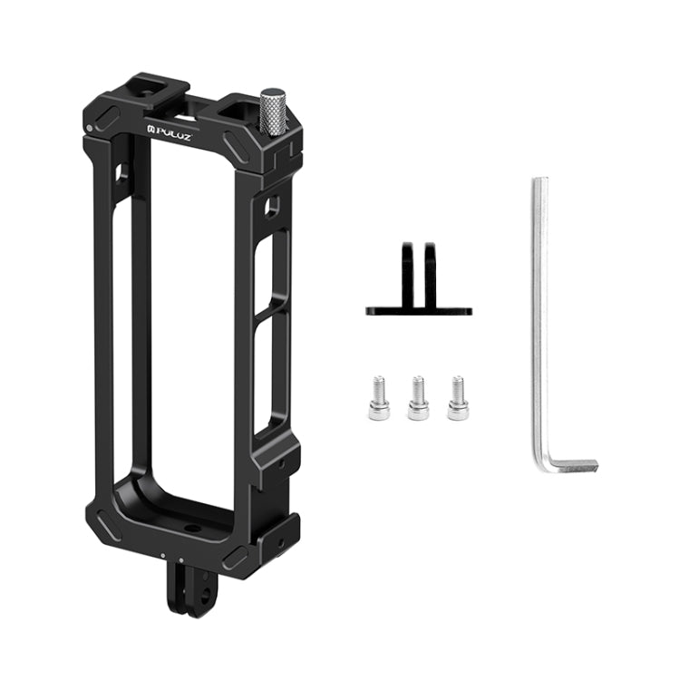 For Insta360 X4 PULUZ Metal Protective Cage Rig Housing Frame with Expand Cold Shoe Base & Tripod Adapter (Black) - Mount & Holder by PULUZ | Online Shopping UK | buy2fix